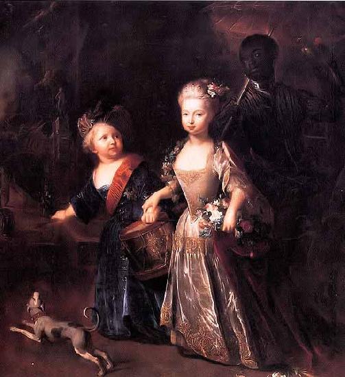 antoine pesne Frederick the Great as a child with his sister Wilhelmine oil painting image